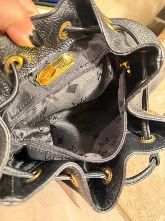 MCM Black Leather Visetos Mini Backpack with Gold Accents - Picture 15 of 16